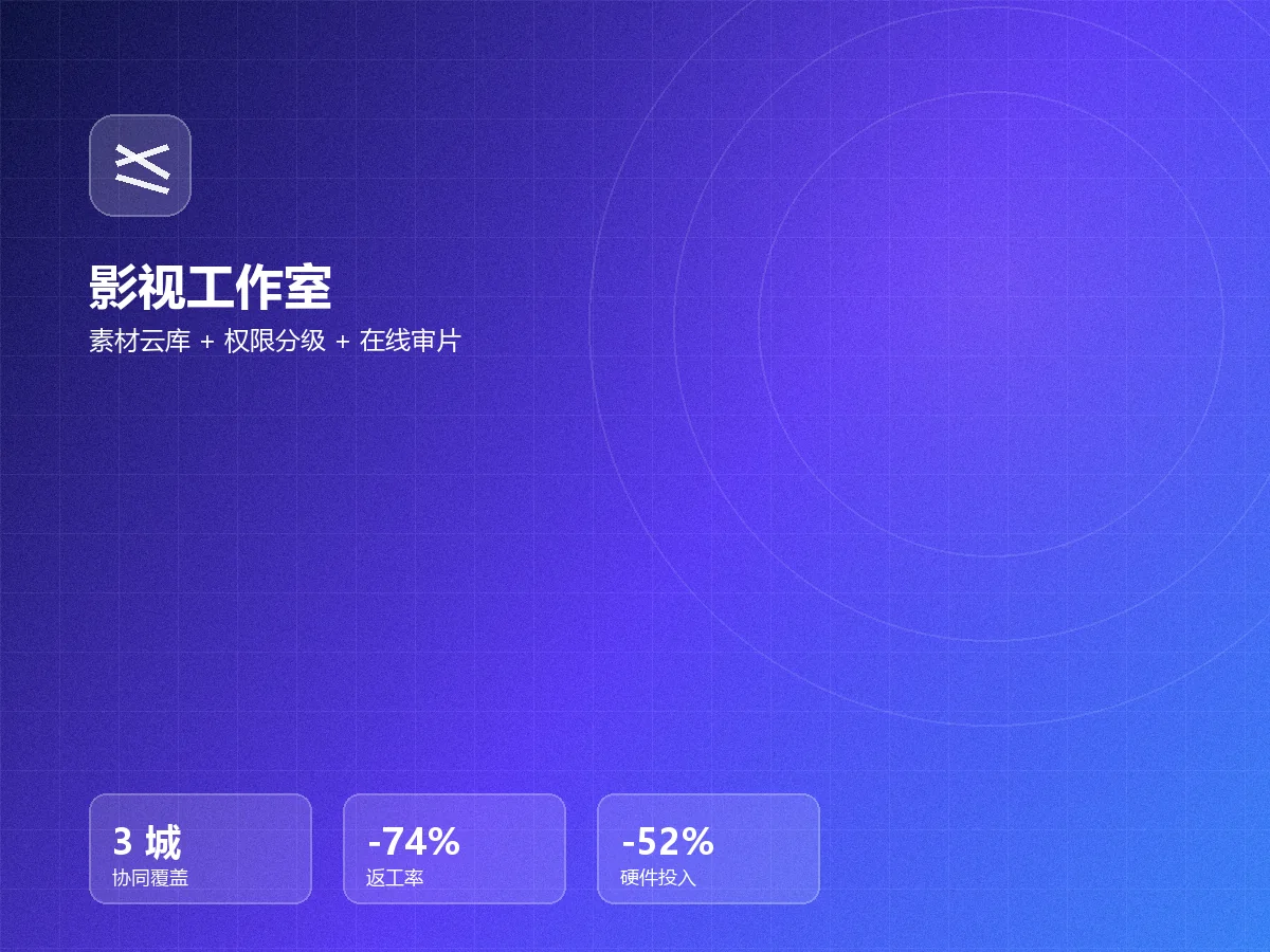 影视工作室案例：素材云库统一归档、权限分级与在线审片，返工率下降 74%